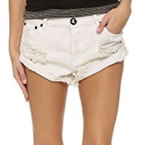 White distressed One Teaspoon denim shorts